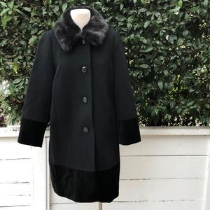 New! Kate Spade Black Peacoat w/ Faux Fur